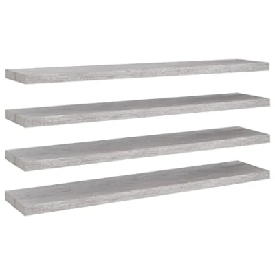 Image of vidaXL Grey Floating Wall Shelves Set of 4 Easy Installation, Honeycomb MDF and Metal Frame Construction, Ideal for Displaying Awards, Books Collectibles