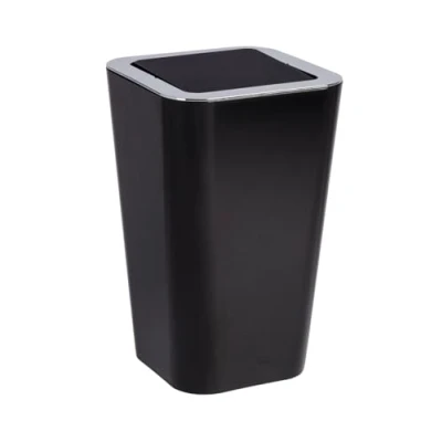 Image of WENKO Candy Swing Cover Bin, ABS/PS, Black/Chrome, 18 x 28.5 cm