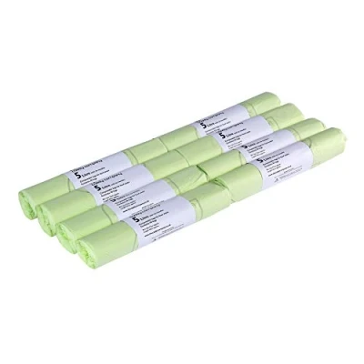 Image of 5L x 400 Tie Handle Compostable Kitchen Caddy Liners Food Waste Bin EN 13432 5 litre Bags