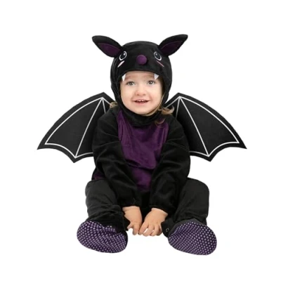 Image of Funidelia Bat Costume for Babies baby Animals, Halloween Costumes kids, accessory fancy dress &amp; props Halloween, carnival parties Size 12 24 months Black