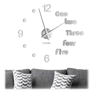 Image of Relaxdays DIY Wall Clock, 50% foam 40% iron 10% plastic, Silver, 110 cm