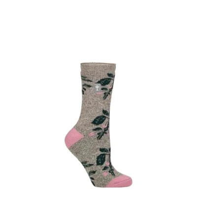 Image of Women&#039;s 1 Pair SOCKSHOP Heat Holders 1.6 TOG Lite RHS The Royal Horticultural Society Thermal Socks Berries Grey 4 8