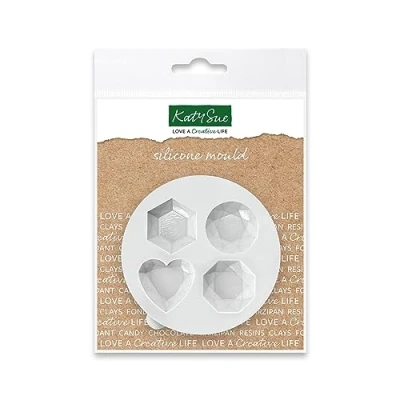 Image of Katy Sue Medium Gems Silicone Mould for Cake Decorating &amp; Craft Makes 4 Gem Shapes Size 80 x 75 15mm