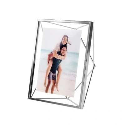 Image of Umbra Prisma Picture Frame, 5 x 7 Photo Display for Desk or Wall, Chrome