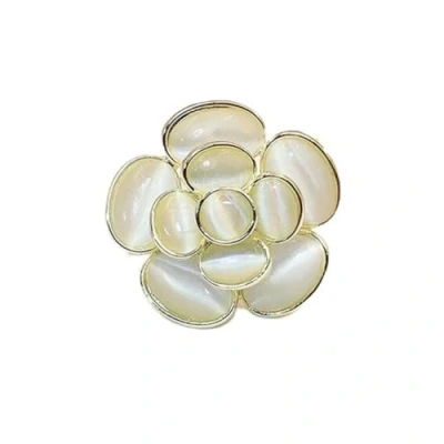 Image of Women Camellia Pearl Brooch Elegant Flower Lapel Pin Jackets Hat Scarf Corsage Dress Clothing Accessories Jewelry Gift