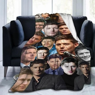 Image of Moonforever Blanket Jensen Ackles Soft and Comfortable Wool Fleece Throw Blankets for Sofa Office car Camping Yoga Travel Home Decoration Cozy Plush Beach Gift 80&quot;x60&quot;