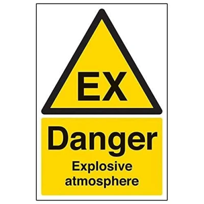 Image of VSafety Danger, Explosive Atmosphere Warning Sign Portrait 200mm x 300mm 1mm Rigid Plastic