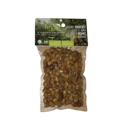 Image of The Olive Grove of Crete Green Organic Olives in Brine Variety Koroneiki 200g
