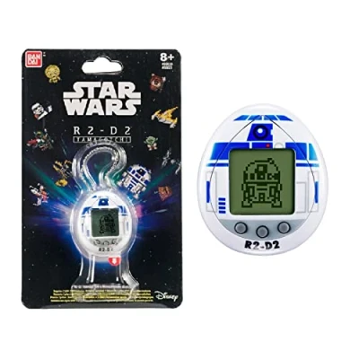 Image of Bandai Tamagotchi Star Wars R2D2 Virtual Pet Droid with Mini Games, Animated Clips, Extra Modes &amp; Key Chain (White)