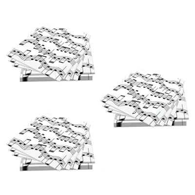 Image of Beistle S58113AZ3 Musical Notes Luncheon Napkins 48 Piece, Paper, White/Black