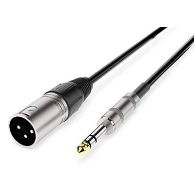 Image of Audibax Silver XLR Male to Balanced Jack Cable 1.5 Metres Black