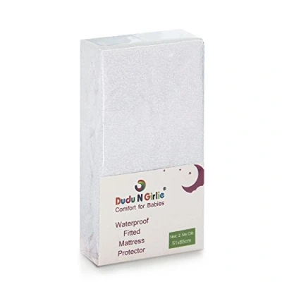 Image of Dudu N Girlie Next2Me Terry Cotton 100 Percent Waterproof Crib Mattress Protector, 51 cm x 85 cm,White