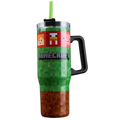 Image of Minecraft Insulated Tumbler with Straw and Lid, Double Walled 940ml Kids Gifts