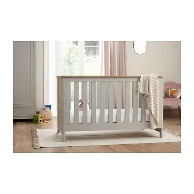 Image of Tutti Bambini Verona Convertible Nursery Cot Bed Converts to a Toddler &amp; Sofa with 3 Mattress Heights 140x70cm Size Dove Grey/Oak