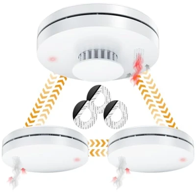Image of Smoke and Heat Alarm Scotland Bundle with 10 Year Battery EN14604 CE、AS3786 Certified Pre Linked Photoelectric Sensor Wireless Interlinked Fire/Heat Detectors 3 Pack