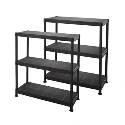 Image of BiGDUG Black Plastic Garage Shelving 2x Shed &amp; Units 50 kg Per Shelf UDL 968H x 900W 400D mm (Pack of 2)