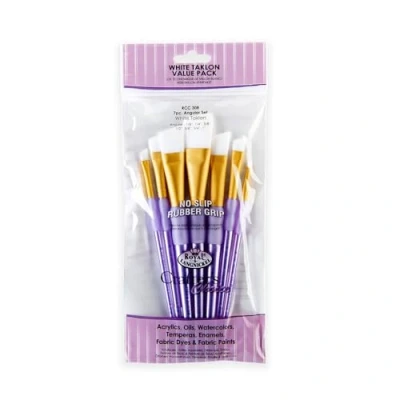 Image of Royal and Langnickel RCC 308 Crafter&#039;s Choice Angular Taklon Variety Brush Set White (Pack of 7)