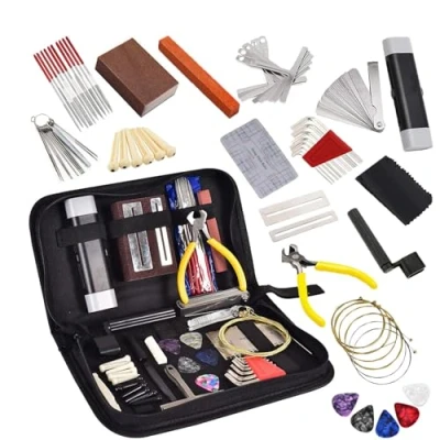 Image of 72PCS Guitar Tool Kit, Professional Maintenance Kit for Ukulele Bass Banjo Luthier Tools Repair Player or String Instrument Enthusiast Beginner