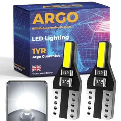 Image of Argo 501 Led Bulbs 2 Smd Xenon White Car Light Interior Upgrade Number Plate Map Dome Courtesy Van Capless Wedge T10 194 168 W5w Bulb Side 12v