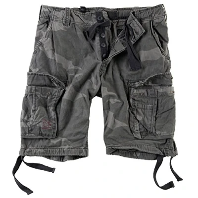 Image of Surplus Raw Vintage Airborne Herren Cargo Shorts, blackcamo, 4XL