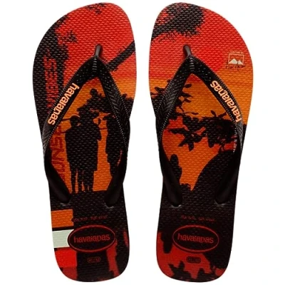Image of Havaianas Men Hype, Black/Black/Begonia Orange, 4.5/5