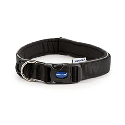 Image of Ancol Extreme Ultra Padded Weatherproof Safe Black Dog Collar Pet Training Accessory 46 54cm, Size 6