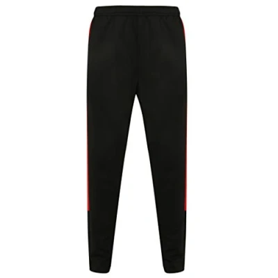 Image of Finden &amp; Hales Knitted Tracksuit Pants LV881 Adults Sports Activewear Trousers, Black/Red, Medium