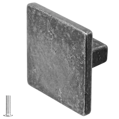 Image of Decoranddecor Calla Square Cabinet Knob Door Pull Handle Kitchen Cupboard Furniture Drawer (1 Pack, Antique Silver)