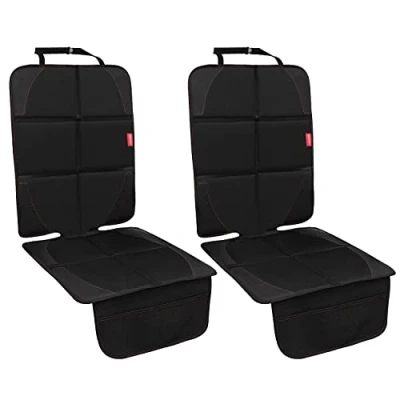 Image of MORROLS Car Seat Protector Baby for Child Seats, Waterproof and Stains Resistant Protectors with Thickest Padding Universal Size Mesh Pockets(Black, 2 Pack)