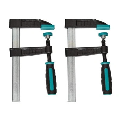 Image of wolfcraft 2 Screw Clamps, 150 mm I 8645000 for a Variety of Clamping Applications Ideal DIY Projects