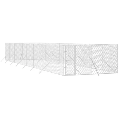 Image of vidaXL Outdoor Dog Kennel Silver 4x16x2 m Galvanised Steel