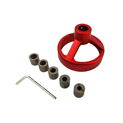 Image of Red Vertical Drill Bit Guide Jig, 6/7/8/9/10mm Fixtures Pocket Hole Jig Positioner Straight Angle Doweling for Carpentry Puncher (Round)