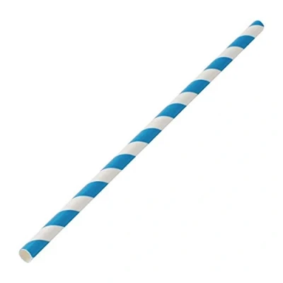 Image of Utopia Biodegradable Paper Straws Blue Stripes (Pack of 250)