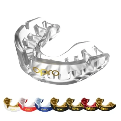 Image of OPRO Gold Level Mouth Guard Mouldable Gum Shield With Superior Comfort, Fit, And Multi Layer Protection for Boxing, Rugby, Ice Hockey, MMA, Lacrosse, &amp; UFC Includes Case (Clear, Adult)