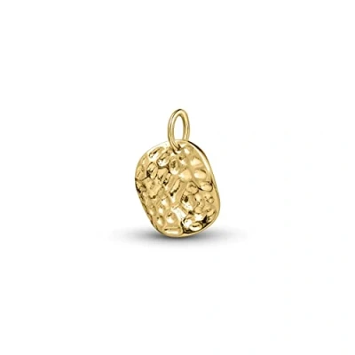 Image of Amberta Women 925 Sterling Silver Minimalist Coin Pendant: 18Ct Gold Plated Hammered Wavy Pendant