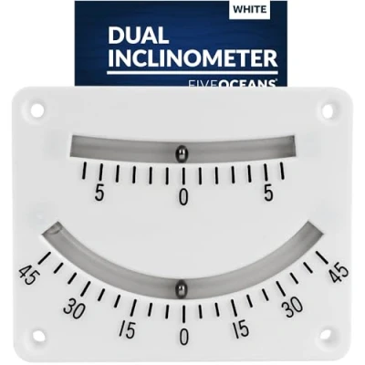 Image of Five Oceans Dual Inclinometer, Angle Gauge, Tilt Indicator for Boat, RV, Camper, Trailer, Trucks, Measures +/ 45 Degree Range FO3037