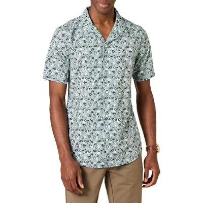 Image of Amazon Essentials Men&#039;s Slim fit Vacation Shirt, Blue Floral, XS