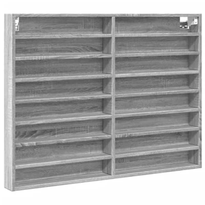 Image of vidaXL Vitrine Cabinet Floating Shelf Grey Sonoma Engineered Wood Wall Mounted Storage Unit 100x8.5x75 cm