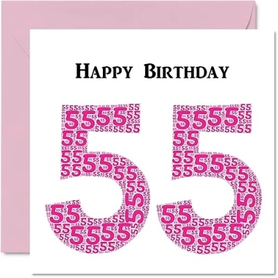 Image of Fun 55th Birthday Cards for Woman Shapecloud Happy Card Dad Mum Grandad Nanny Grandma Uncle Auntie Cousin Friend, 145mm x Greeting Cards,