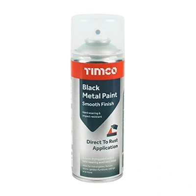 Image of TIMCO Black Metal Paint Smooth Finish 380ML