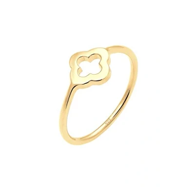 Image of Elli Women&#039;s 925 Sterling Silver Gold Plated Clover Leaf Ring Size N 0609680616_54