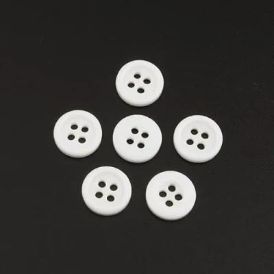 Image of 200 White Round 9mm Ridge Resin 4 Hole Sewing Crafts Scrapbook Card Making Buttons