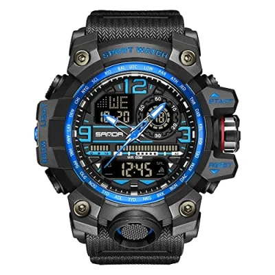 Image of AIMES Men&#039;s Watches Sports Outdoor Waterproof Military Wrist Watch Tactical Date Multi Function Large Face LED Alarm Stopwatch for Men, 3133 Blue, Sport Casual Fashion Dress
