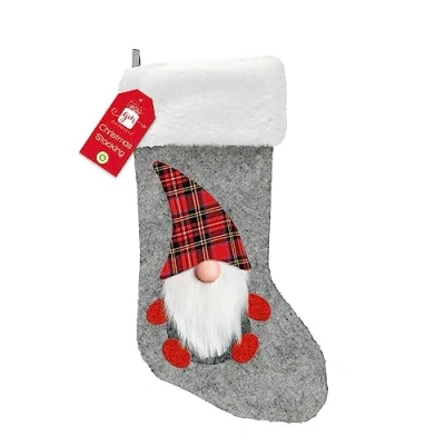 Image of Giftmaker Childrens Novelty Christmas Stocking Grey &amp; White Gonk Design