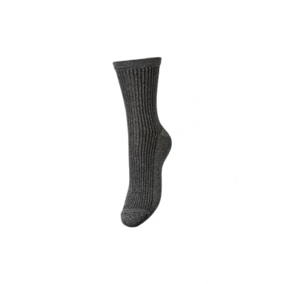 Image of PIECES Women&#039;s Pcsebby Glitter Socks Noos, Magnet/Stripes: Black, One Size