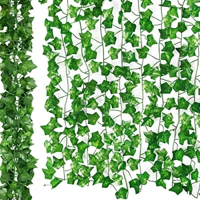 Image of ARIATI Artificial Ivy Garland,Ivy Garland Fake UV Resistant Vine Green Leaves Plants Hanging Plant for Wedding Party Garden Wall Decoration 5 Packs