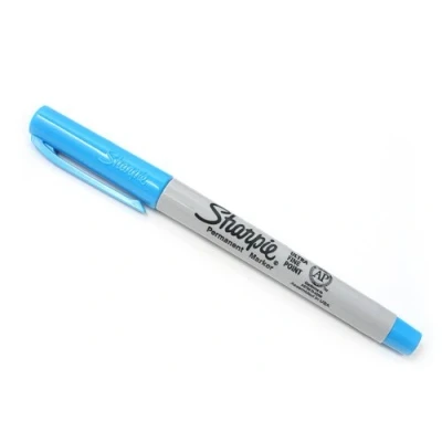 Image of TIN CUP. GOLF BALL MARKING SYSTEM SHARPIE PEN. PALE BLUE. ULTRA FINE POINT