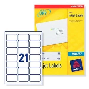 Image of Avery Address Inkjet Labels Quick Dry White J8160 25