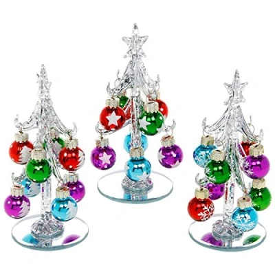 Image of Decorated Silver Christmas Tree Small with Baubles by Shudehill