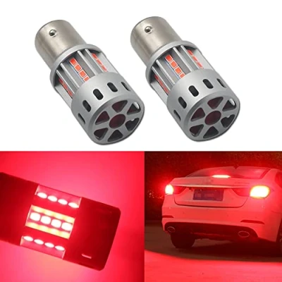 Image of Eseastar BAY15D 1157 P21/5W LED Bulbs Red 25W Strong Canbus with Cooling Fan 5000LM Extremely Bright for Car Tail Brake Light, 2 Pack